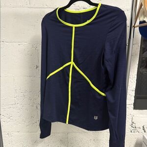 Women's Navy and Neon Yellow Long Sleeve Top Eleven by Venus Williams - NWOT Med